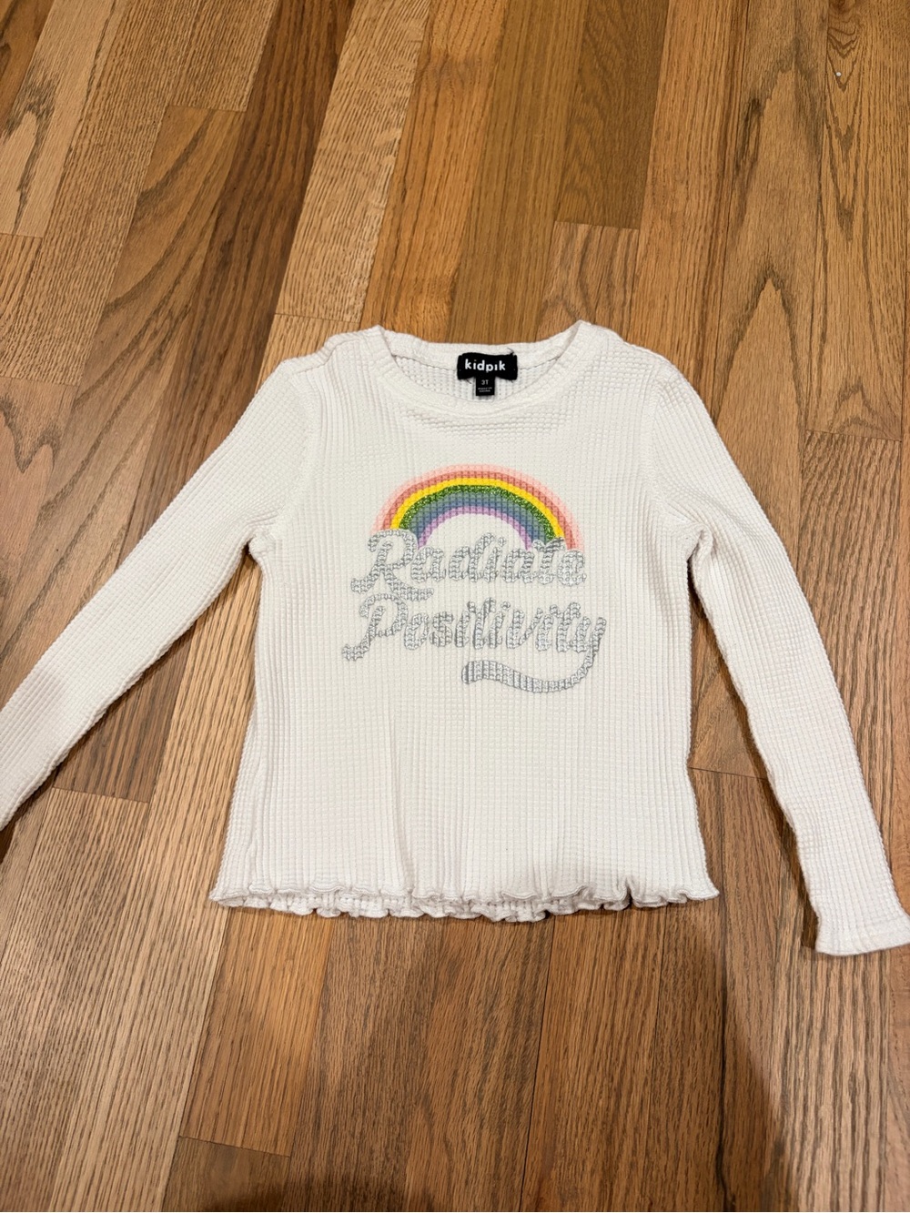 Kidpik toddler girl rainbow long sleeve thermal shirt